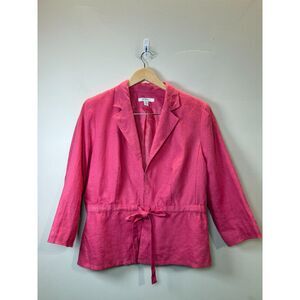 JM Collection Linen Jacket Women's Size 8 Pink Drawstring Lightweight Casual